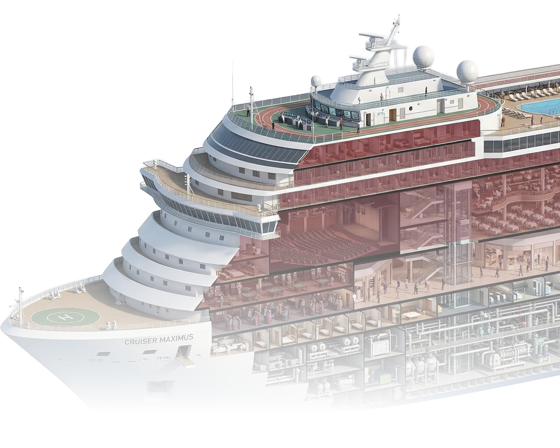 Cruise ship illustration representing DB Marine's maritime services